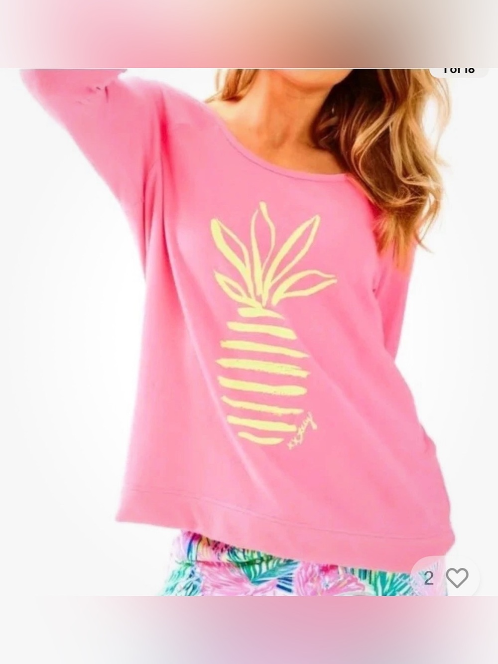 NWT Lilly Pulitzer Sandy Popover Sweatshirt Large Tiki Pink Pineapple Graphic